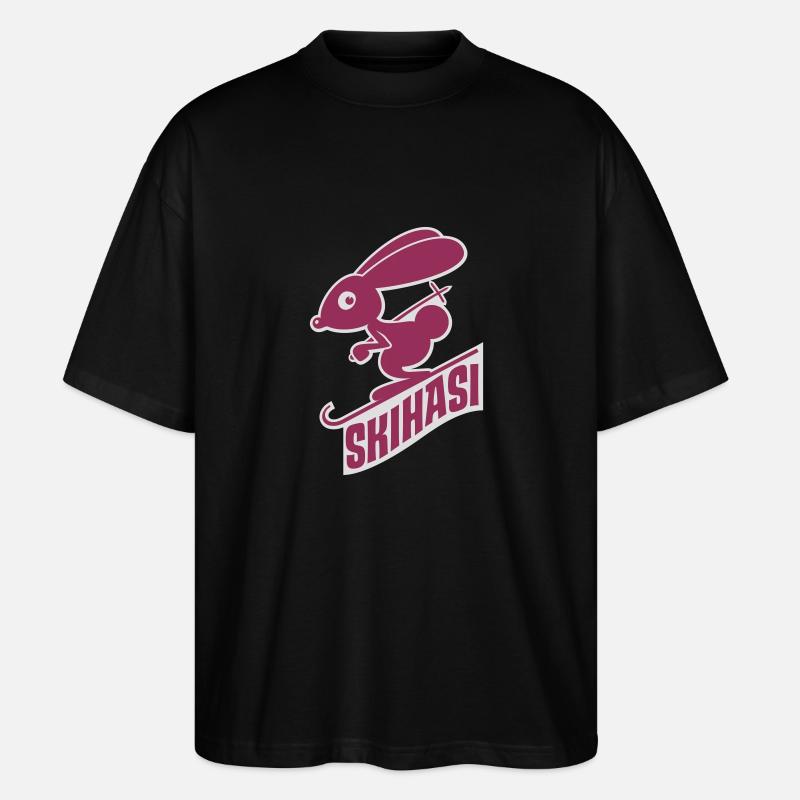 vl035d_skihasi_2c_schrift - Stanley/Stella Oversized Unisex Bio T-Shirt Blaster 2.0 - Schwarz