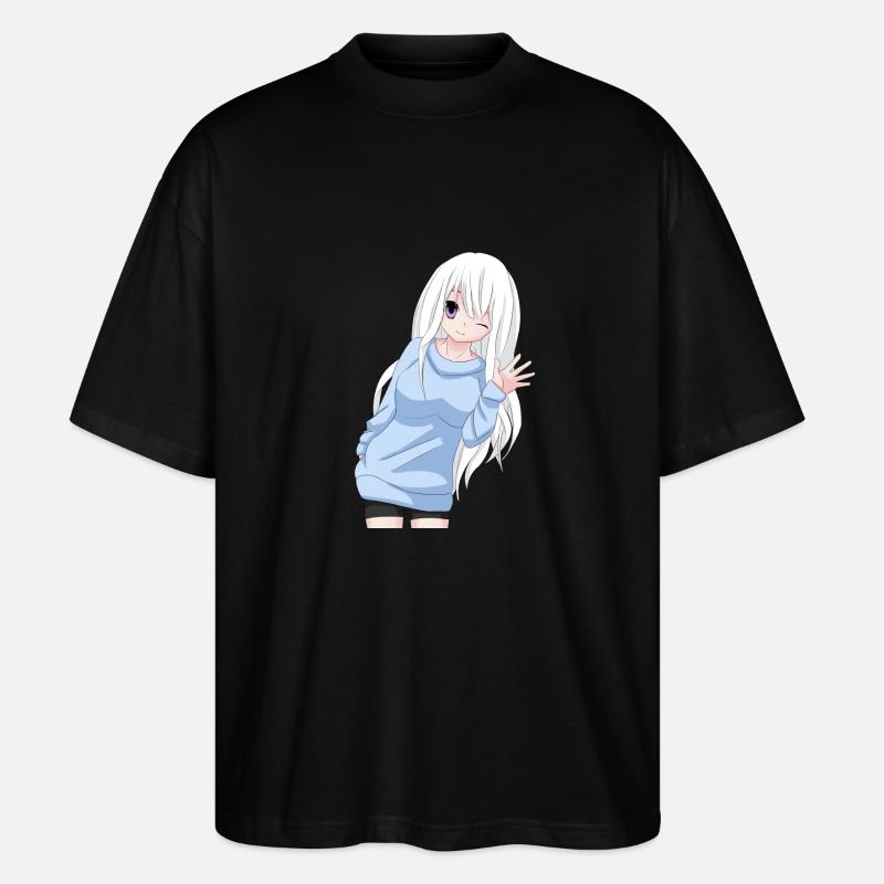 Anime-Mädchen winken - Stanley/Stella Oversized Unisex Bio T-Shirt Blaster 2.0 - Schwarz