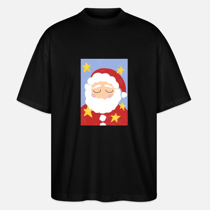 Weihnachtsmann und Sterne - Stanley/Stella Oversized Unisex Bio T-Shirt Blaster 2.0 - Schwarz