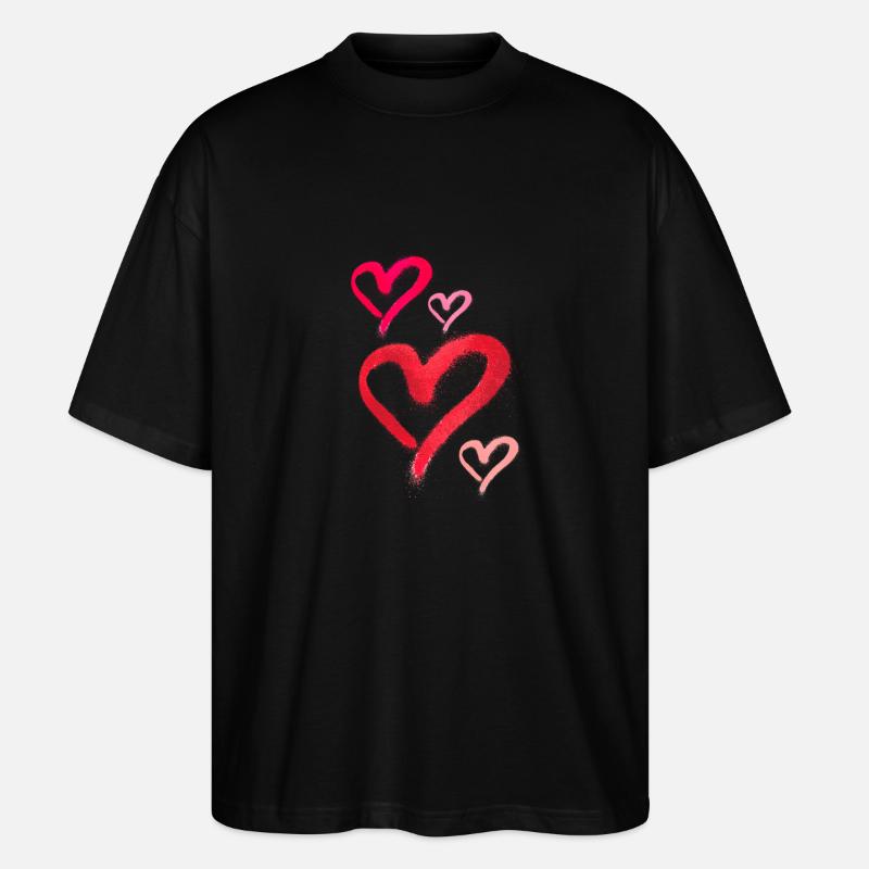spray paint,spray,herzen,graffiti,rot,pink - Stanley/Stella Oversized Unisex Bio T-Shirt Blaster 2.0 - Schwarz