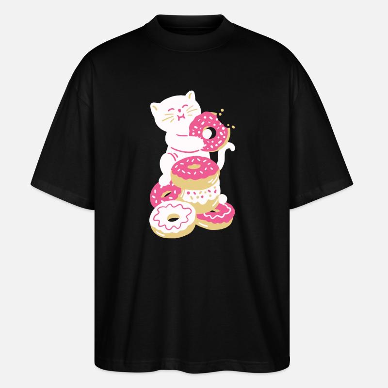 Donuts Katze Donut - Stanley/Stella Oversized Unisex Bio T-Shirt Blaster 2.0 - Schwarz