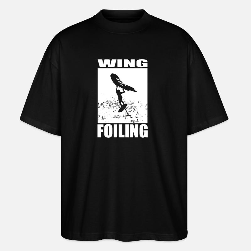 Wing Foiling Motiv - Stanley/Stella Oversized Unisex Bio T-Shirt Blaster 2.0 - Schwarz