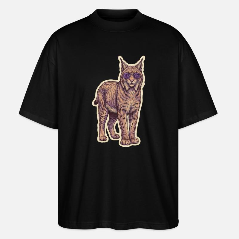 Luchs Wildkatze Sonnenbrille - Stanley/Stella Oversized Unisex Bio T-Shirt Blaster 2.0 - Schwarz