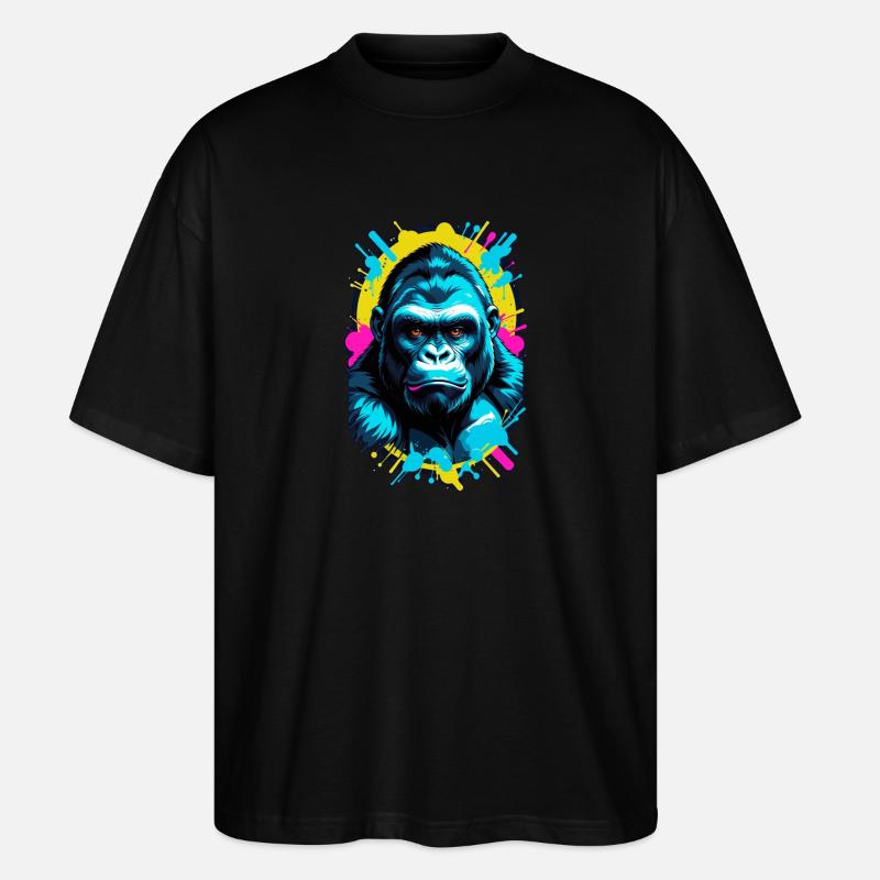 Gorilla mit Goldkette - Stanley/Stella Oversized Unisex Bio T-Shirt Blaster 2.0 - Schwarz