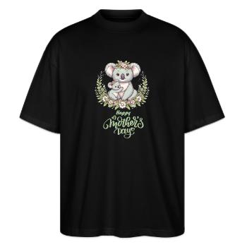 Koala amant câlin Floral maman bonne fête des mères - T-shirt bio Blaster 2.0 coupe oversize Stanley/Stella Unisexe - noir - Devant - Alina (178cm) & Michal (187cm)