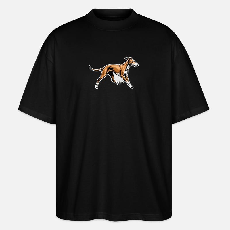 Illustration dynamique de course de lévriers - T-shirt bio Blaster 2.0 coupe oversize Stanley/Stella Unisexe - noir