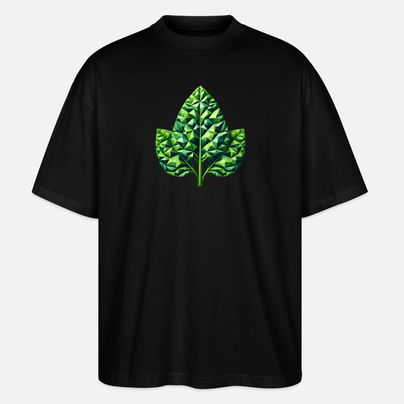 Épinards géométriques splendeur feuille verte - T-shirt bio Blaster 2.0 coupe oversize Stanley/Stella Unisexe - noir