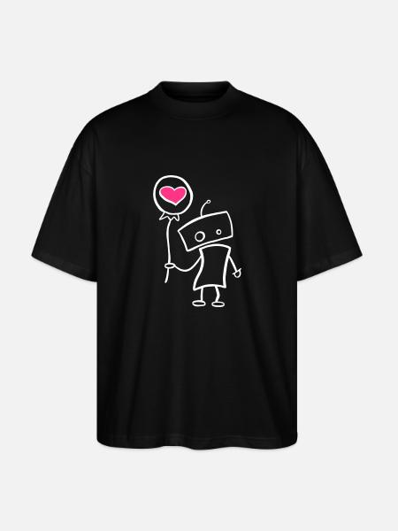 Verliebter Roboter mit Herz - Stanley/Stella Oversized Unisex Bio T-Shirt Blaster 2.0 - Schwarz
