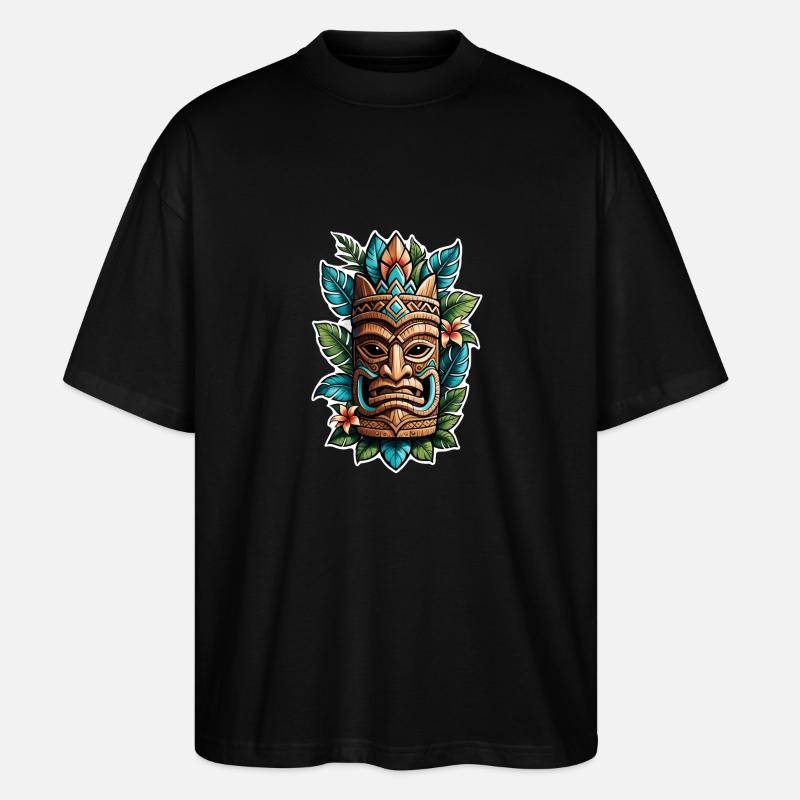 tiki beach - statue polynèsie - T-shirt bio Blaster 2.0 coupe oversize Stanley/Stella Unisexe - noir