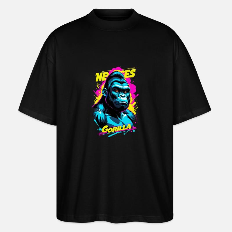 Gorilla mit Goldkette - Stanley/Stella Oversized Unisex Bio T-Shirt Blaster 2.0 - Schwarz