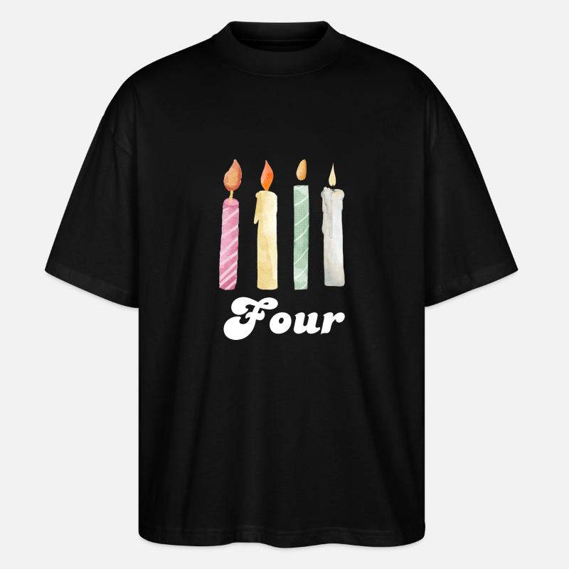 4e anniversaire bougie - T-shirt bio Blaster 2.0 coupe oversize Stanley/Stella Unisexe - noir