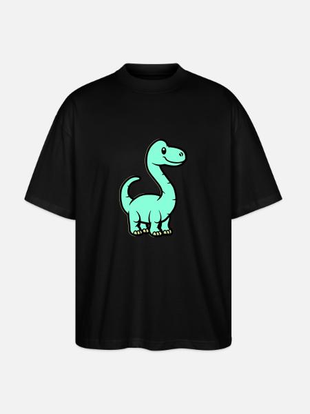 Dinosaur Brontosaurus Comic - Stanley/Stella Oversized Unisex Organic T-shirt Blaster 2.0 - black