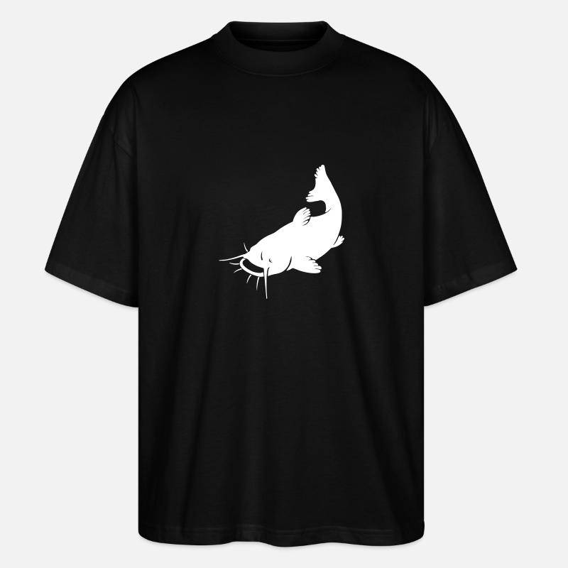 Silhouette de poisson-chat - T-shirt bio Blaster 2.0 coupe oversize Stanley/Stella Unisexe - noir
