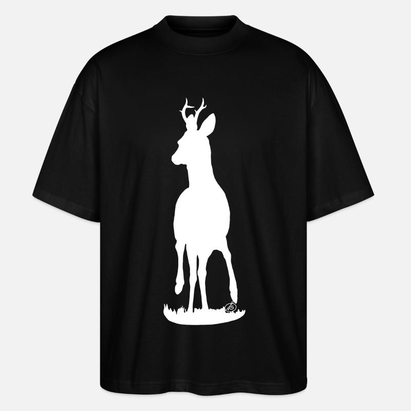 stolzer Rehbock (weiß) - Stanley/Stella Oversized Unisex Bio T-Shirt Blaster 2.0 - Schwarz