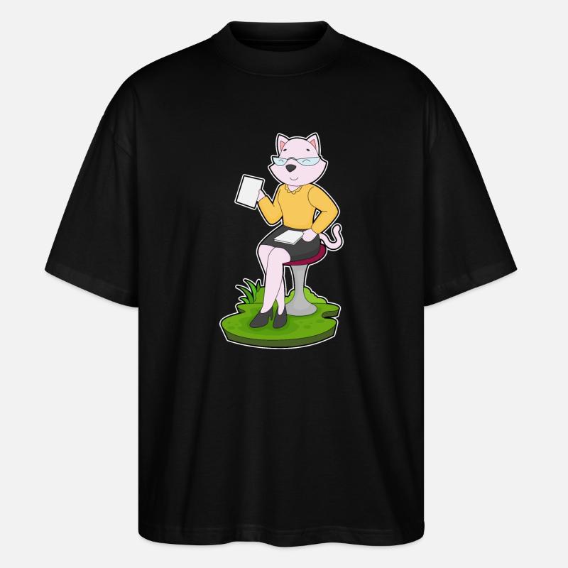 Katze Sekretärin Notizzettel - Stanley/Stella Oversized Unisex Bio T-Shirt Blaster 2.0 - Schwarz