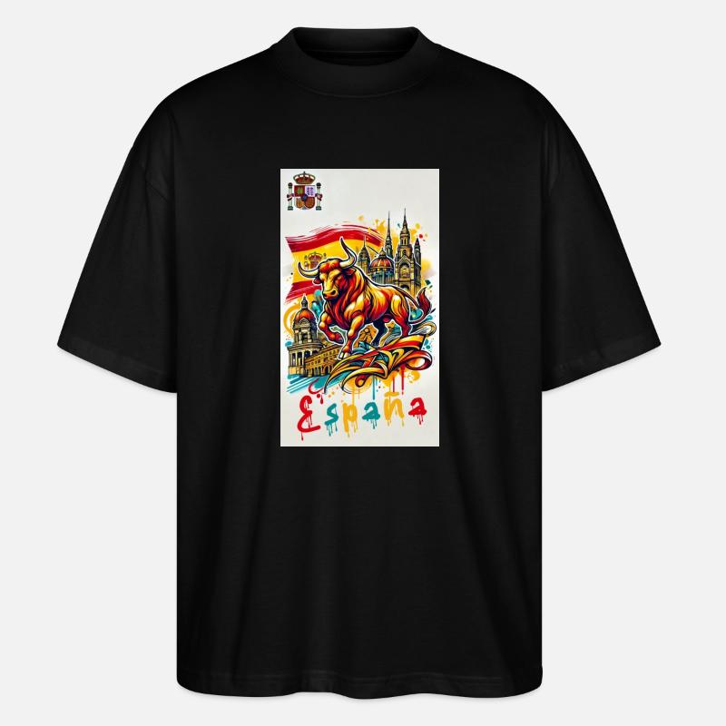 Spanien Stier Espana Flagge - Stanley/Stella Oversized Unisex Bio T-Shirt Blaster 2.0 - Schwarz