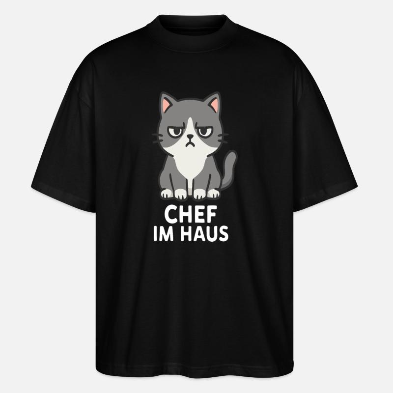 Cat with grumpy expression - Stanley/Stella Oversized Unisex Organic T-shirt Blaster 2.0 - black