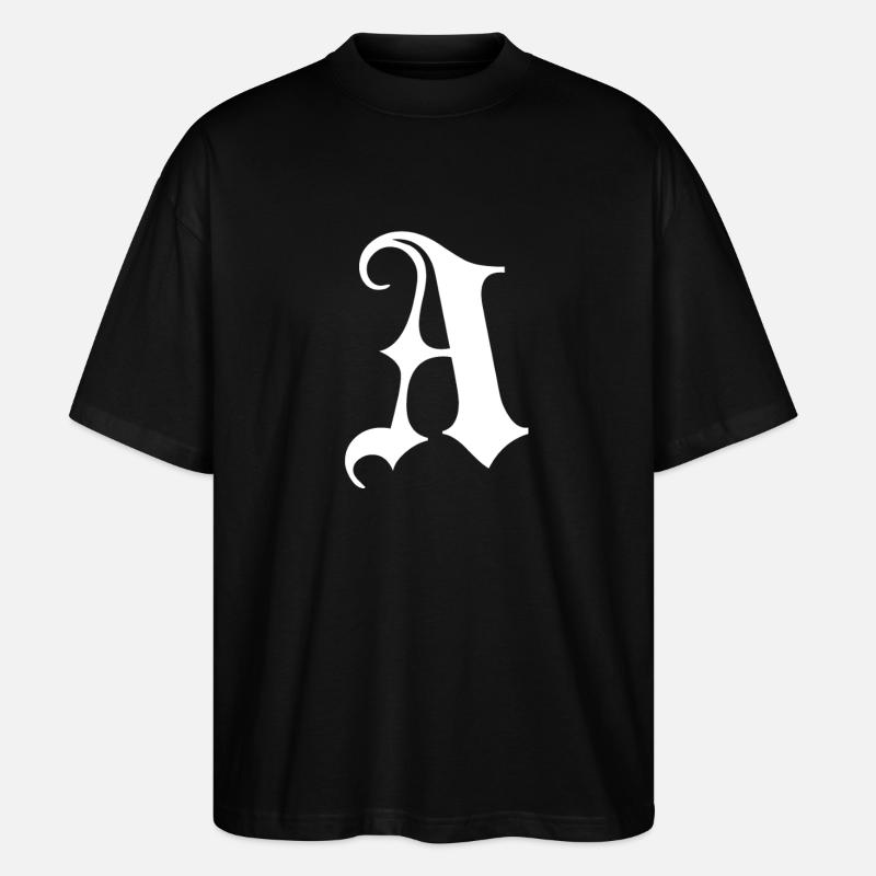 Gothic Monogram A Script - Stanley/Stella Oversized Unisex Organic T-shirt Blaster 2.0 - black