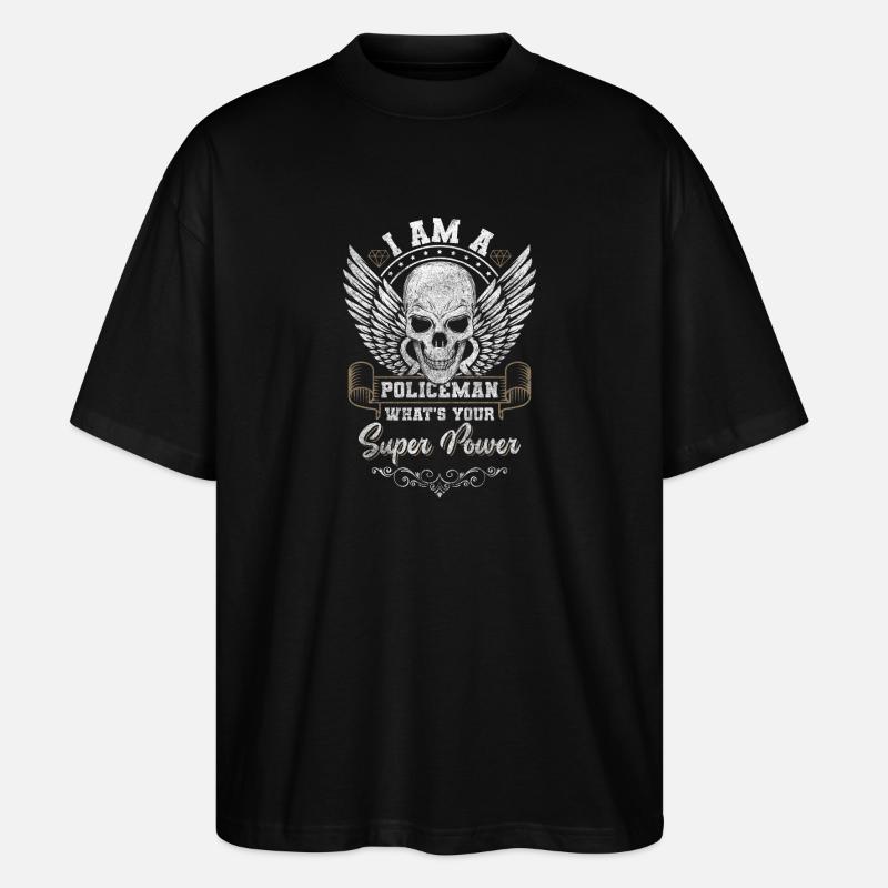 Polizei Beruf Kommisar Handschellen - Stanley/Stella Oversized Unisex Bio T-Shirt Blaster 2.0 - Schwarz