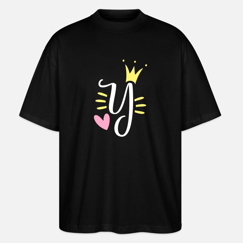 Buchstabe Y Anfangsbuchstabe Krone - Stanley/Stella Oversized Unisex Bio T-Shirt Blaster 2.0 - Schwarz