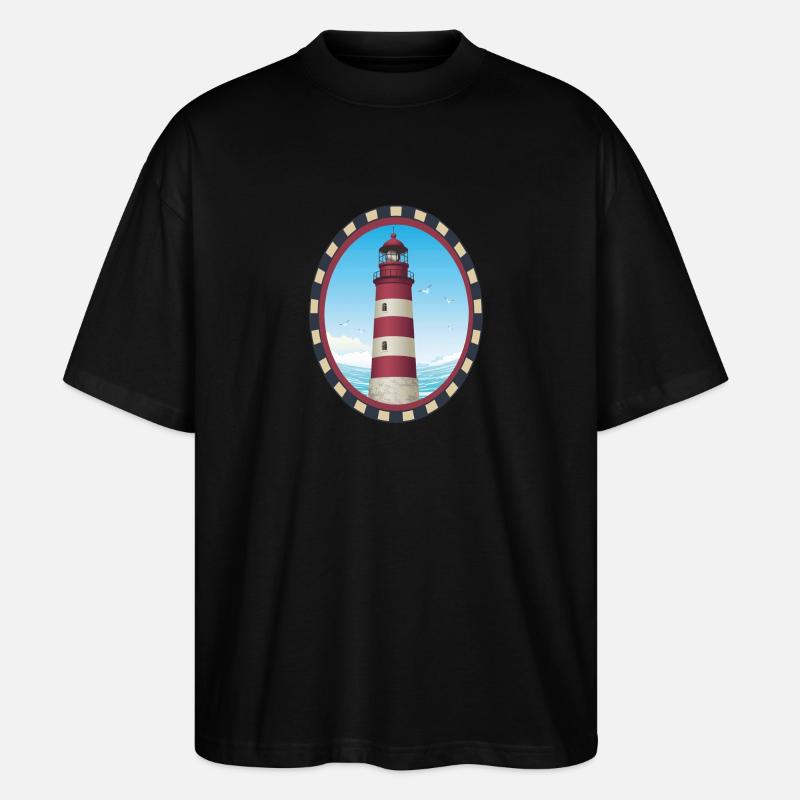 Leuchtturm Geschenk- Leuchtturm - Stanley/Stella Oversized Unisex Bio T-Shirt Blaster 2.0 - Schwarz