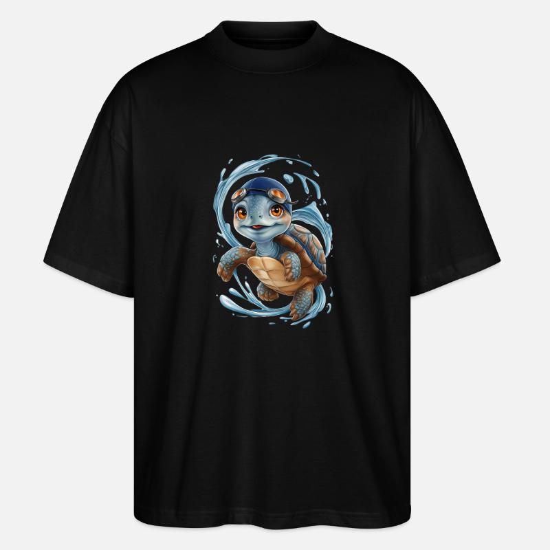 Schwimmheld Schildkröte - Stanley/Stella Oversized Unisex Bio T-Shirt Blaster 2.0 - Schwarz