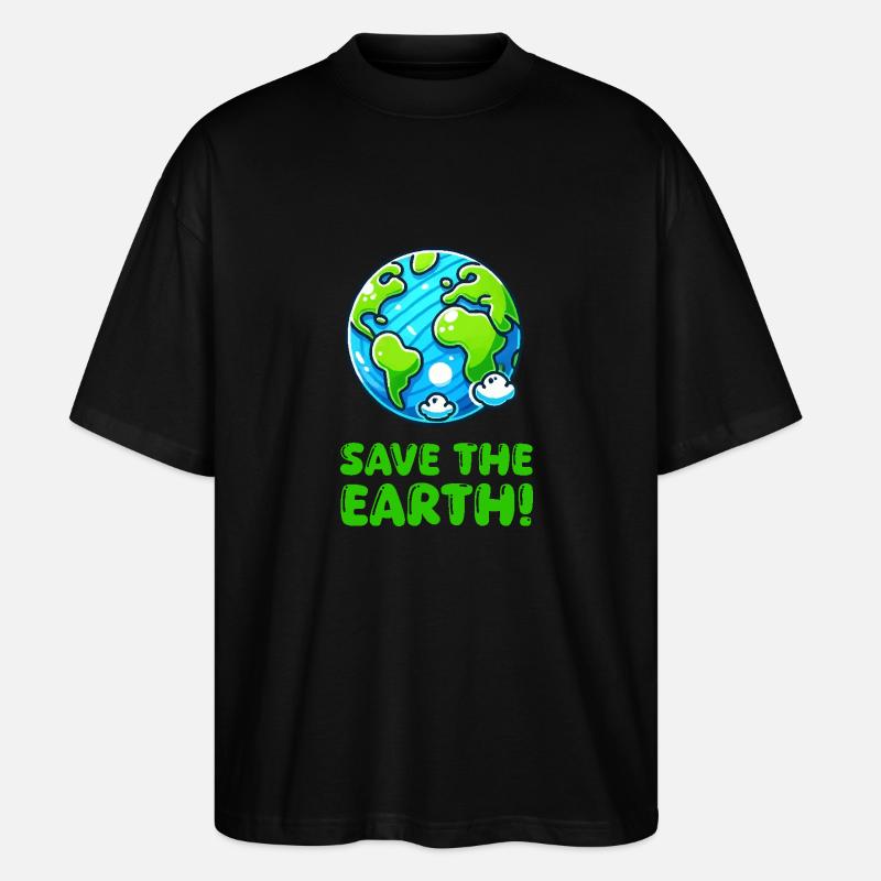 erde planet save the earth - Stanley/Stella Oversized Unisex Bio T-Shirt Blaster 2.0 - Schwarz