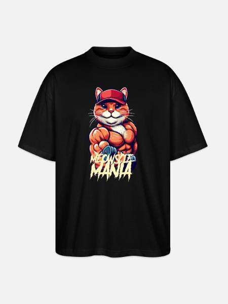 Meowscle Mania - Stanley/Stella Oversized Unisex Organic T-shirt Blaster 2.0 - black