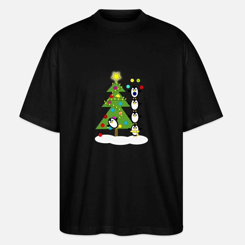 Weihnachtspinguine - Stanley/Stella Oversized Unisex Bio T-Shirt Blaster 2.0 - Schwarz