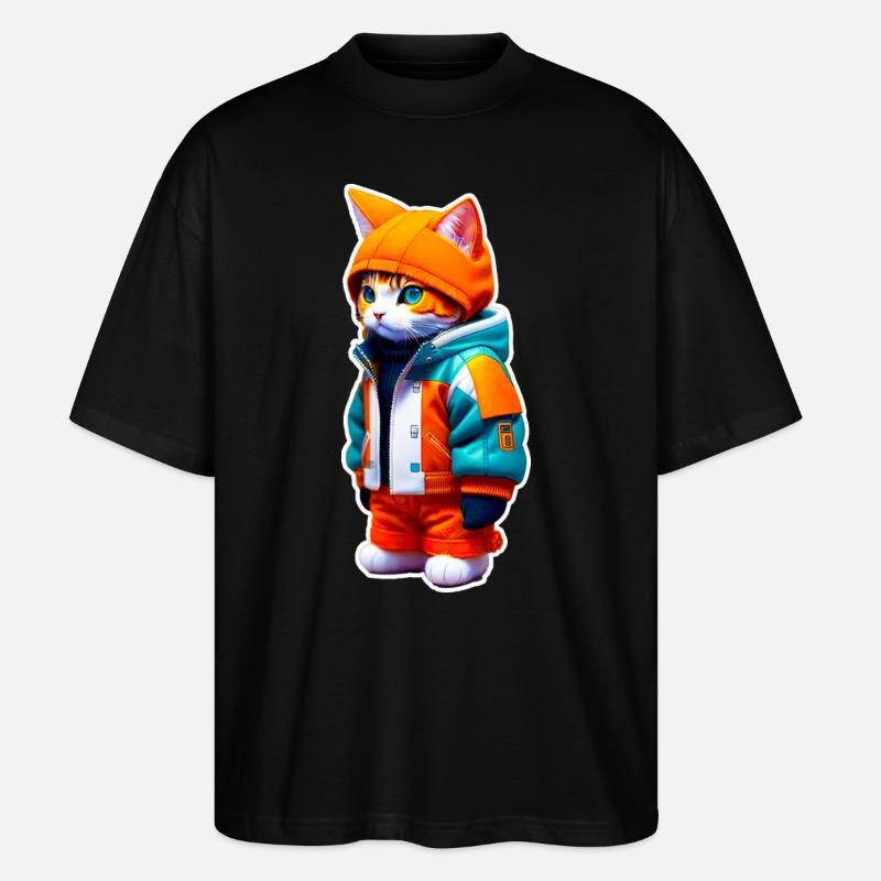 Chat de l’espace - T-shirt bio Blaster 2.0 coupe oversize Stanley/Stella Unisexe - noir