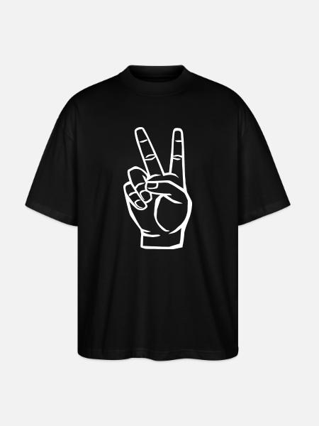 Peace Symbol - Victory Sign - Stanley/Stella Oversized Unisex Organic T-shirt Blaster 2.0 - black