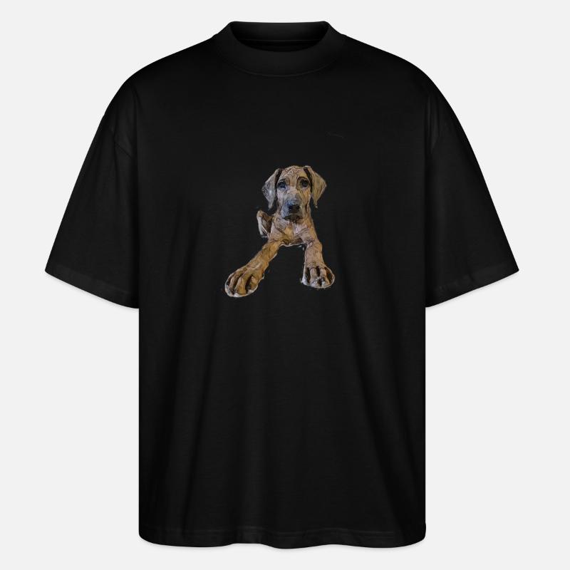 Hundewelpe mit neugierigem Blick - Stanley/Stella Oversized Unisex Bio T-Shirt Blaster 2.0 - Schwarz