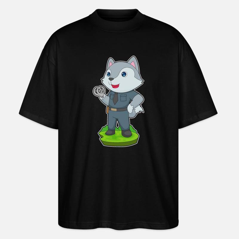 Wolf Polizist Handschellen Polizei - Stanley/Stella Oversized Unisex Bio T-Shirt Blaster 2.0 - Schwarz
