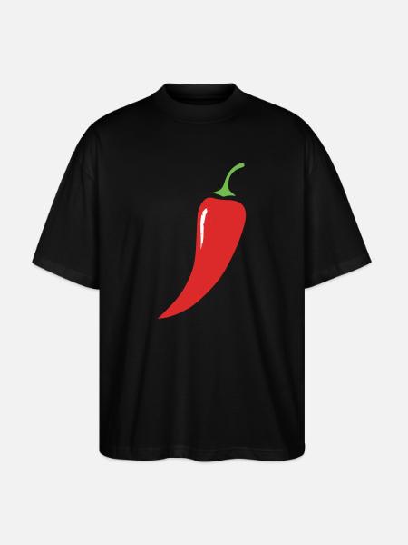 Red Chili Pepper Vegetables - Stanley/Stella Oversized Unisex Organic T-shirt Blaster 2.0 - black