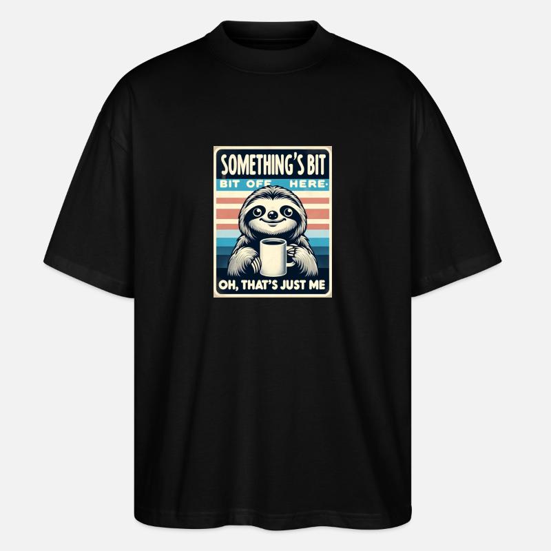 Lazy Stripes et café - T-shirt bio Blaster 2.0 coupe oversize Stanley/Stella Unisexe - noir