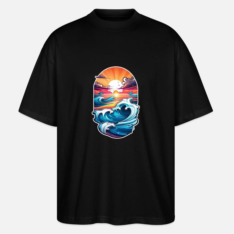Wave - Sommer - Urlaub - Stanley/Stella Oversized Unisex Bio T-Shirt Blaster 2.0 - Schwarz