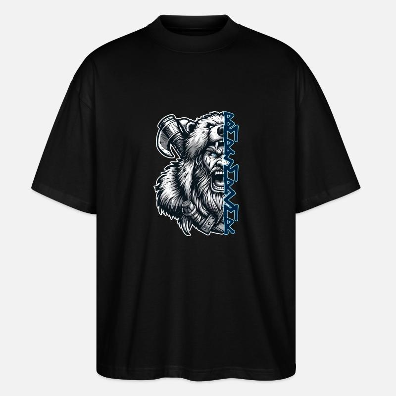 Berserker mit Runen - Stanley/Stella Oversized Unisex Bio T-Shirt Blaster 2.0 - Schwarz