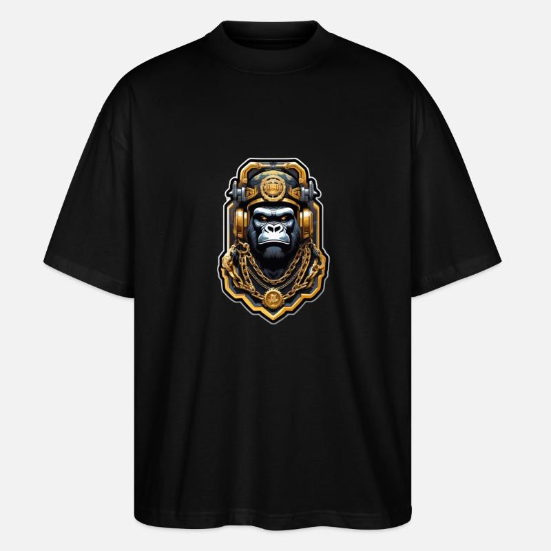 Gorilla mit Goldkette - Stanley/Stella Oversized Unisex Bio T-Shirt Blaster 2.0 - Schwarz