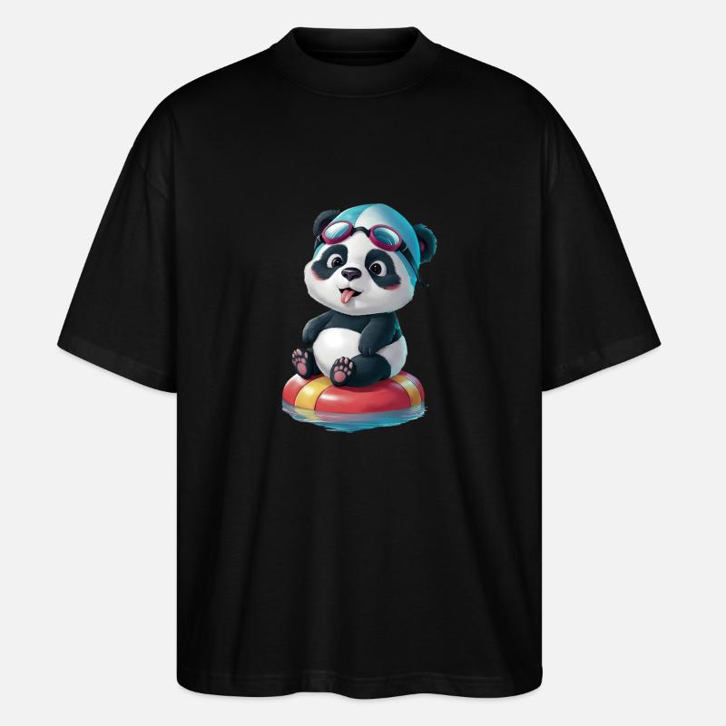 L’aventure de natation de Panda ! - T-shirt bio Blaster 2.0 coupe oversize Stanley/Stella Unisexe - noir