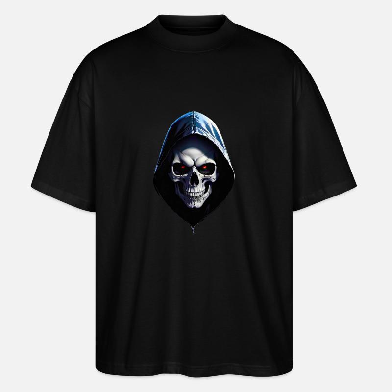 Schädel mit Kapuze - Stanley/Stella Oversized Unisex Bio T-Shirt Blaster 2.0 - Schwarz
