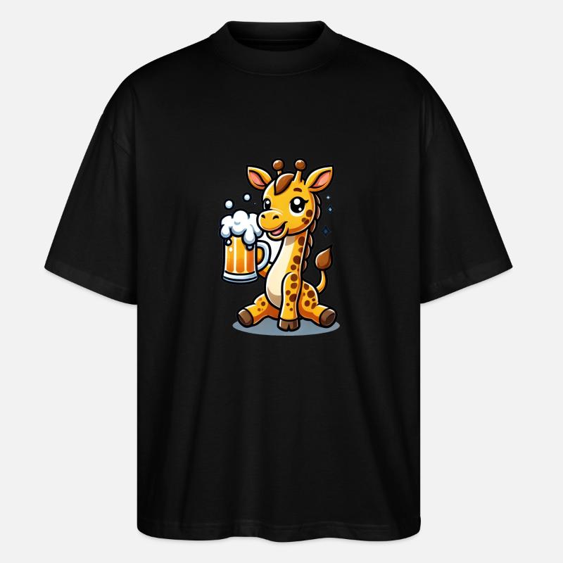 Cute Giraffe Drinking Beer 3 - Stanley/Stella Oversized Unisex Bio T-Shirt Blaster 2.0 - Schwarz