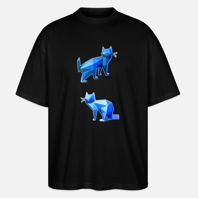 Blue Polygon Cat Duo - Stanley/Stella Oversized Unisex Organic T-shirt Blaster 2.0 - black