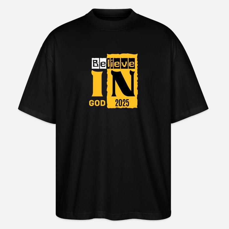 Graphique Croyant en Dieu 2026 - T-shirt bio Blaster 2.0 coupe oversize Stanley/Stella Unisexe - noir