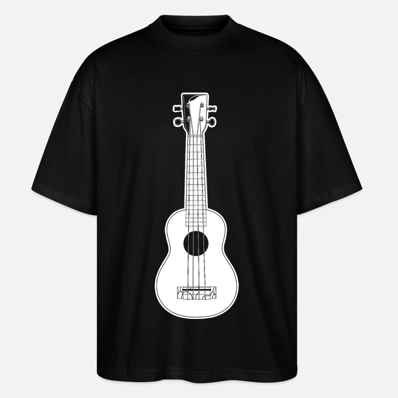 Ukulele Skizze - Stanley/Stella Oversized Unisex Bio T-Shirt Blaster 2.0 - Schwarz