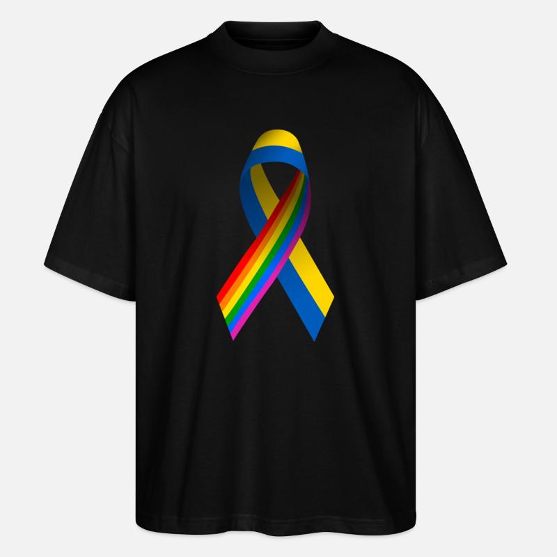Ukrainische Schleife mit Regenbogenfahne - Stanley/Stella Oversized Unisex Bio T-Shirt Blaster 2.0 - Schwarz