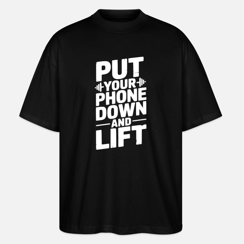 Posez votre téléphone et soulevez-le - T-shirt bio Blaster 2.0 coupe oversize Stanley/Stella Unisexe - noir
