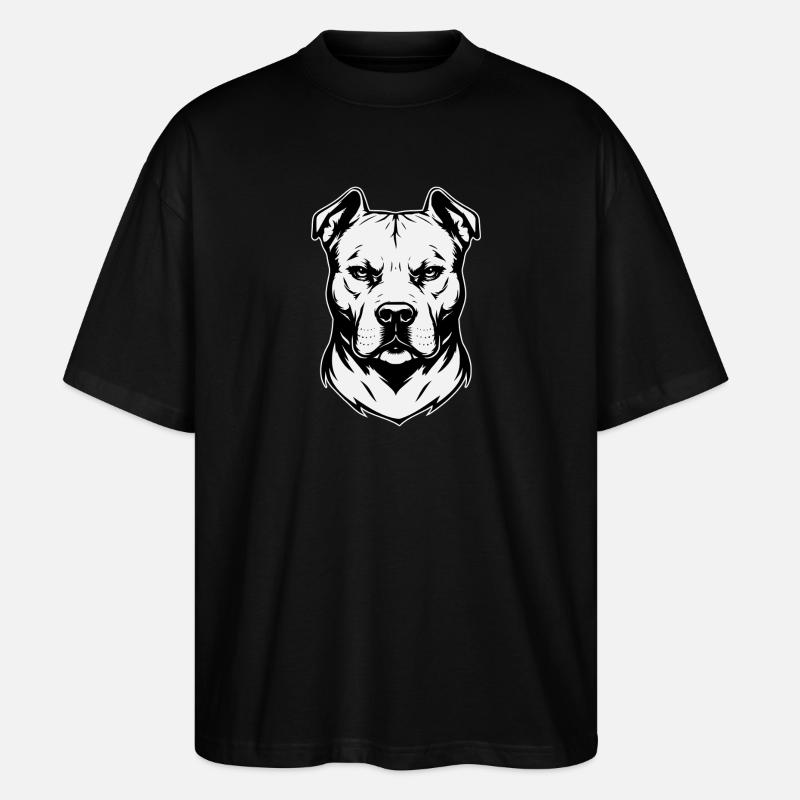 Pitbull Head Design Black & White - Stanley/Stella Oversized Unisex Organic T-shirt Blaster 2.0 - black