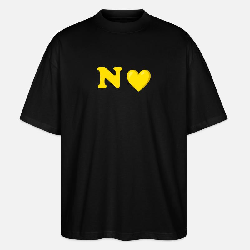 Conception de lettre de coeur jaune - T-shirt bio Blaster 2.0 coupe oversize Stanley/Stella Unisexe - noir