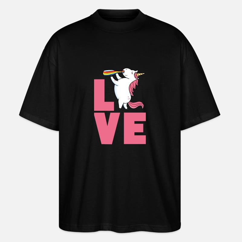 Love Einhorn - Stanley/Stella Oversized Unisex Bio T-Shirt Blaster 2.0 - Schwarz