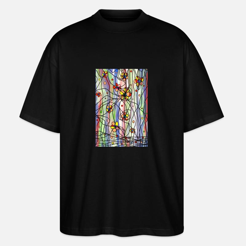 Blumen - Stanley/Stella Oversized Unisex Bio T-Shirt Blaster 2.0 - Schwarz